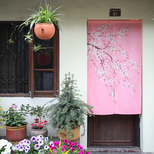 

Nice Curtains Japanese blossom door curtain Feng Shui bedroom partition curtains half curtain