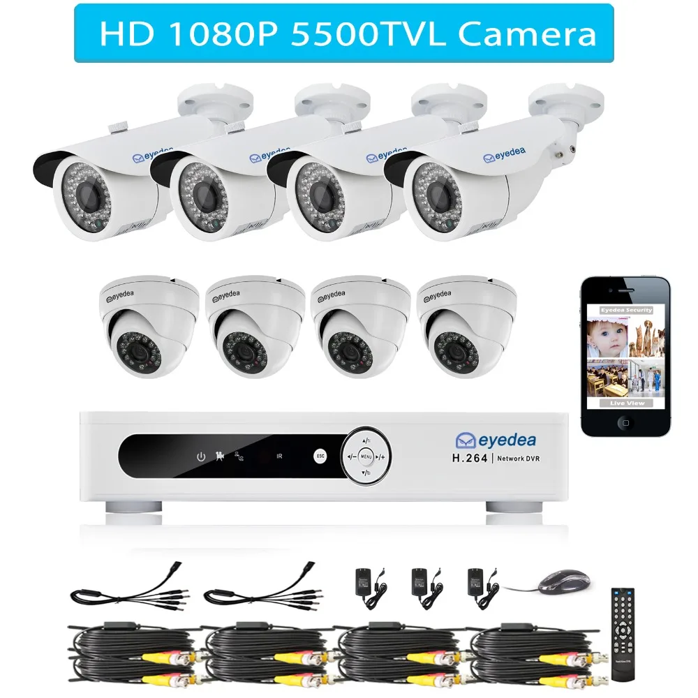 В России Eyedea 8 CH HDMI DVR 1080P 2.0MP 5500TVL детектор движения LED ночное видение открытый вид