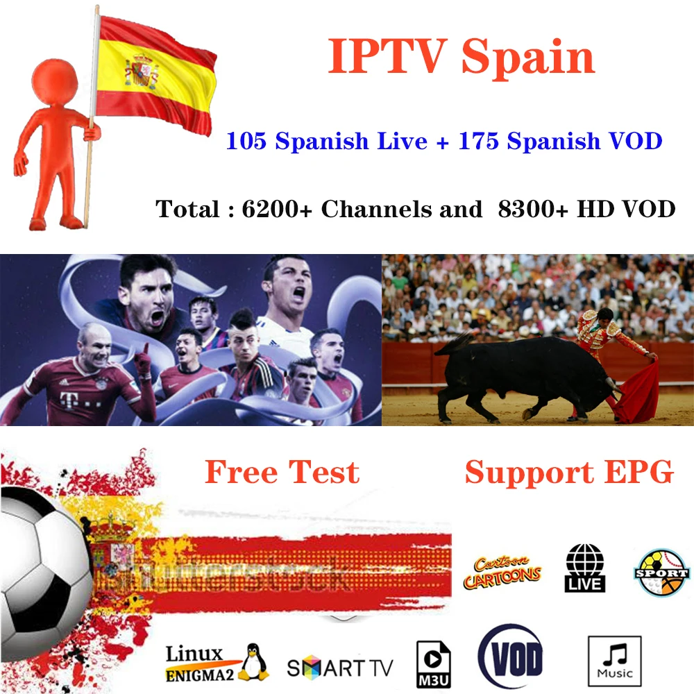 Испания IPTV M3U Subcription 6200 каналов Португальский Испанский греческий французский