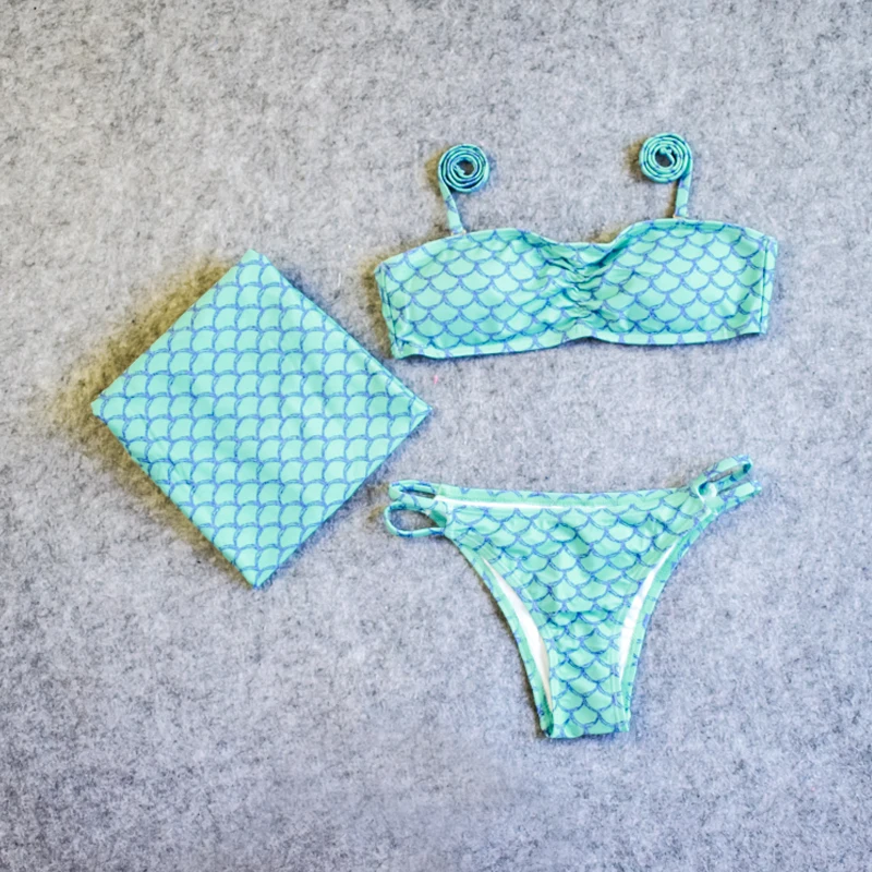 Mermaid Swimsuit Bikini Set Girl Tail Ms. Princess 3 Piece Beach Swimwear Vacation |