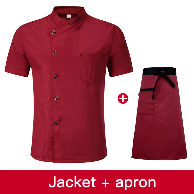 Jacket apron Черная куртка шеф-повара рубашки Новая одежда Униформа для гостиничного шеф-повара Ресторан официантки Униформа питание пекарня кухня рабочая одежда - Цвет: Jacket apron