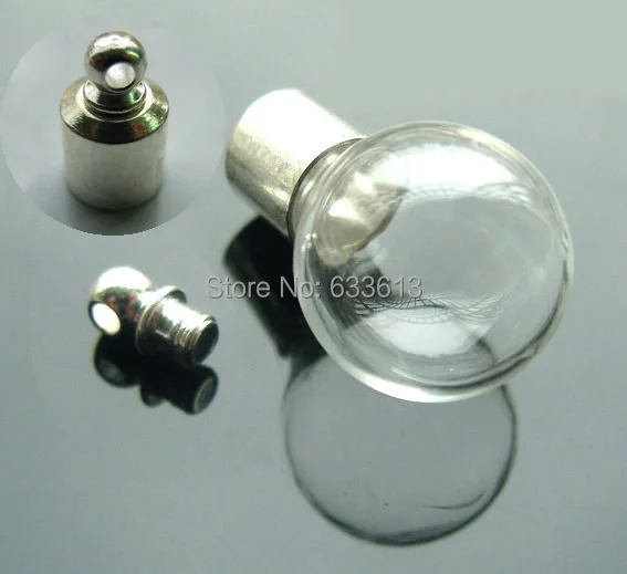 

Free shipping 100pieces glass bottle globes displayscrew cap charm vial necklace pendant Miniature Wishing Bottle Glass BOTTLE