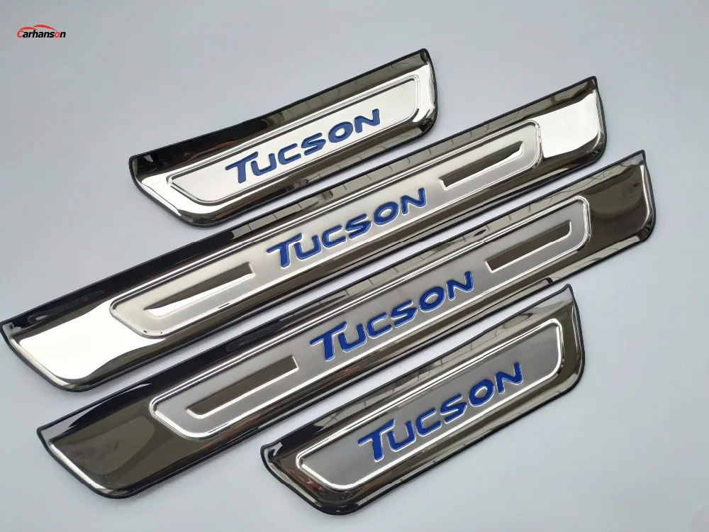 Для стайлинга автомобилей hyundai Tucson, аксессуары, защита порога, накладки из нержавеющей стали, наклейки на педали двери