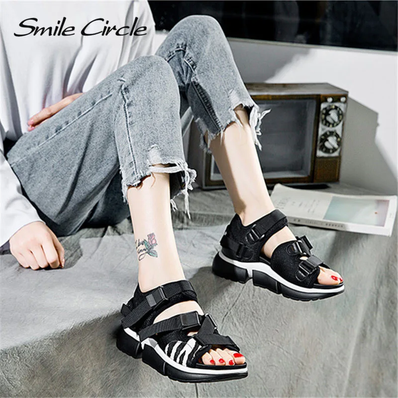 Smile Circle/2019 г. Летние Стильные повседневные сандалии женская модная обувь на