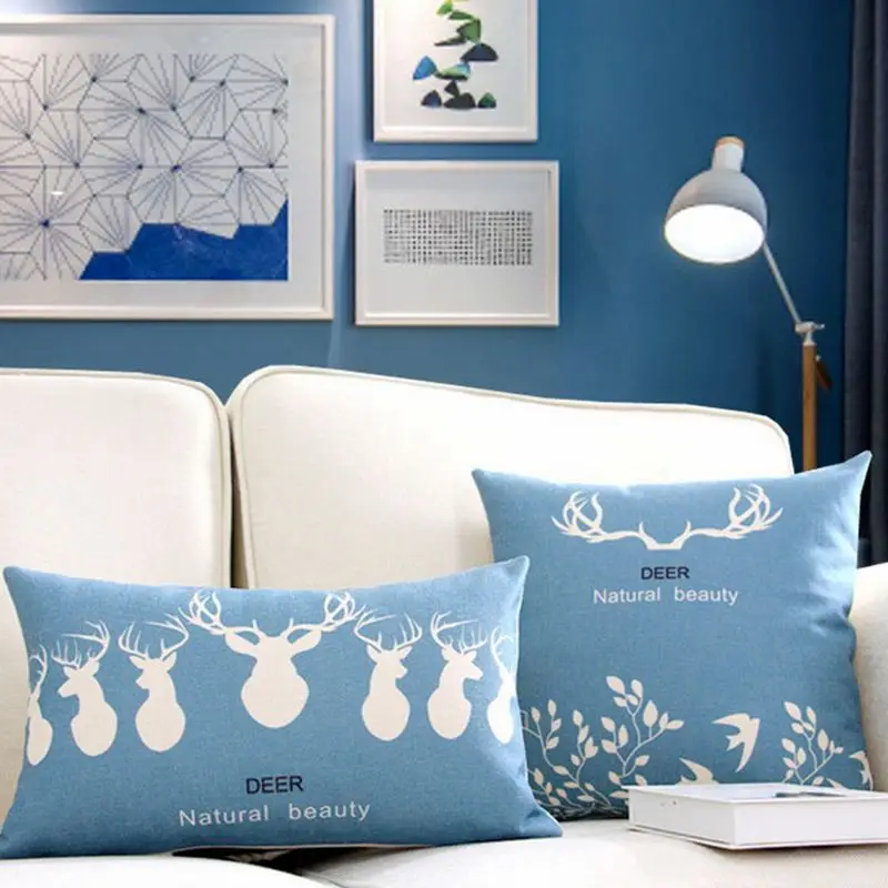 Наволочка в скандинавском стиле синий Лось домашние декоративные подушки для