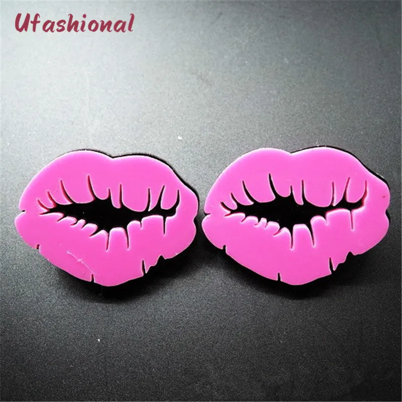 Индийские аксессуары длинные серьги гвоздики для женщин акриловый узор губ