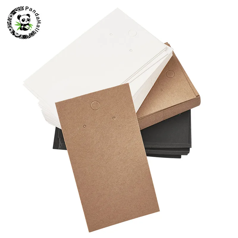 Pandahall 200/300 шт/набор прямоугольная бумага карты для витрины для ювелирных изделий принадлежности для сережек 4 цвета 90x50x0,1 мм отверстие: 1~ 5 мм