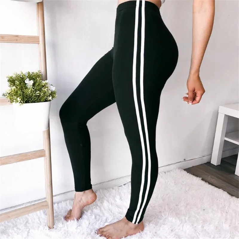 European and American Women's Trousers Fashion Casual Vertical Strip Stitching Sexy Solid Color Sports Pants Bottoming | Женская
