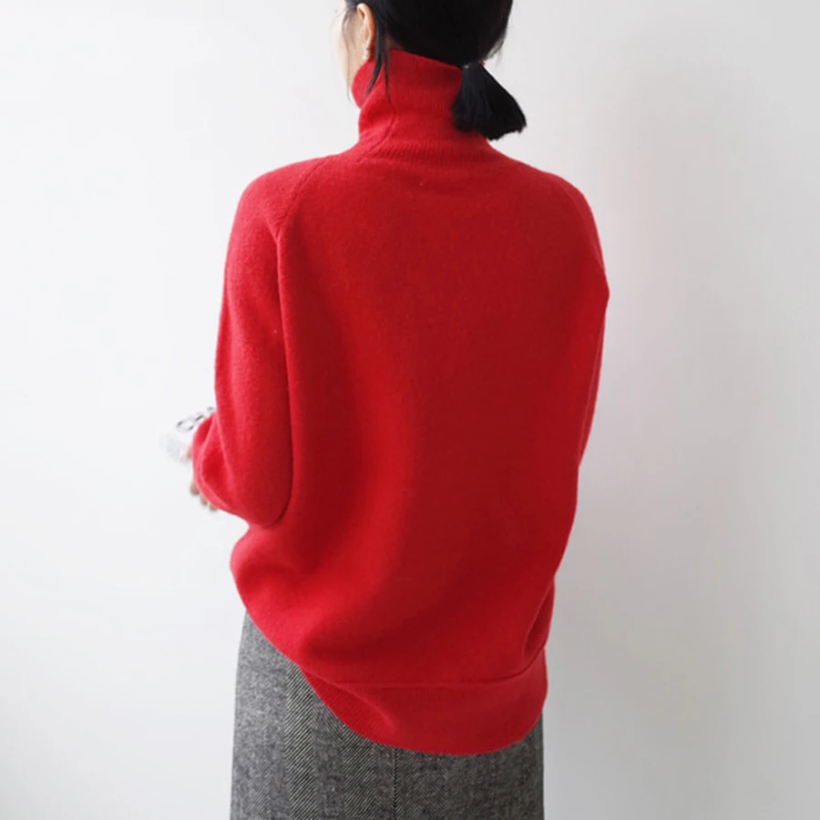 3 цвета базовые свободные свитера женские повседневные водолазки с длинным