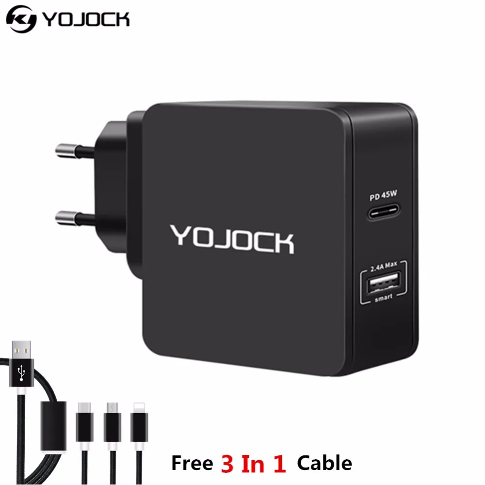 YOJOCK USB C зарядное устройство 57 Вт портативный мобильный телефон для Apple MacBook