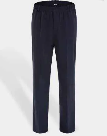 dark blue pants Летние тонкие повседневные брюки для мужчин, шелковые мужские брюки, очень большой размер, высокая талия, эластичная талия, брюки для папы, мужская одежда - Цвет: dark blue pants