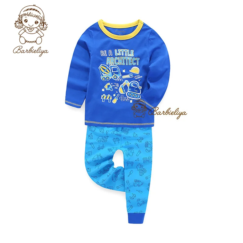 2018 Пижама для мальчиков вязаные детские пижамы одежда с длинным рукавом хлопок