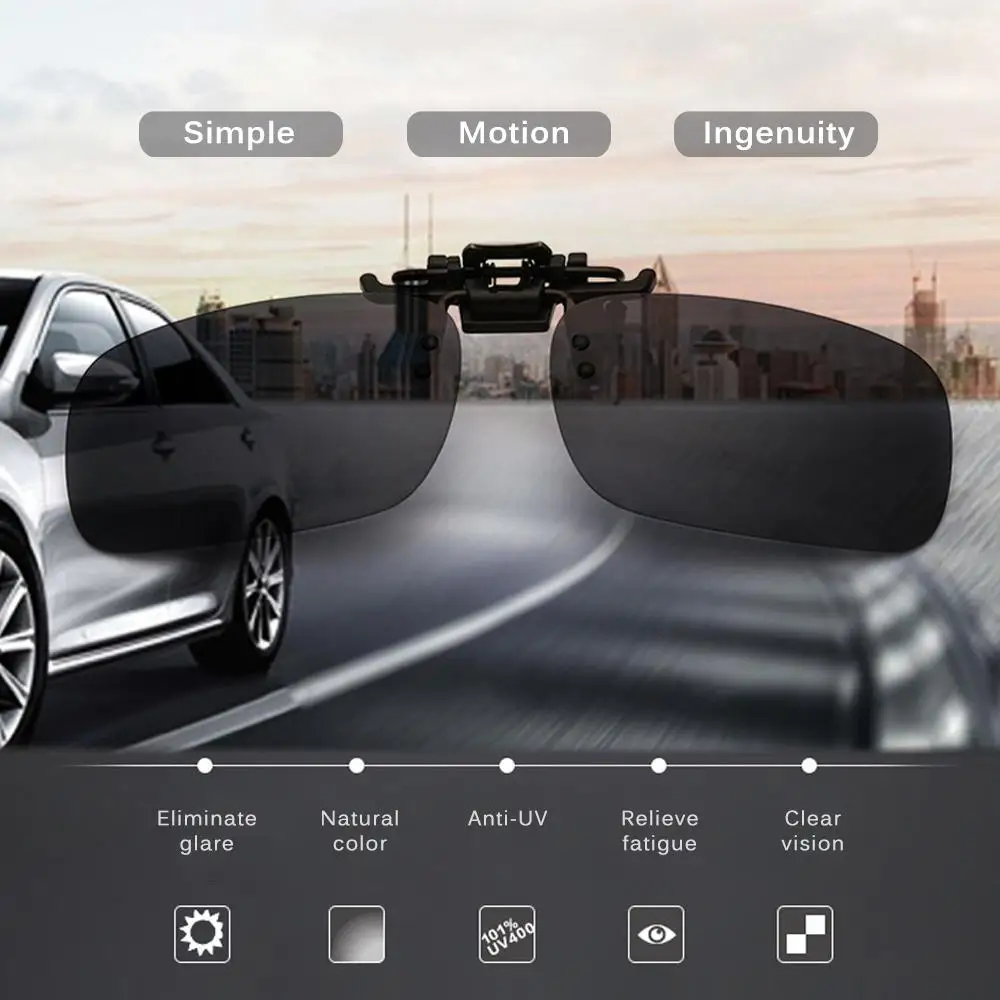 Поляризованные солнцезащитные очки унисекс с клипсой для вождения линзы ночного