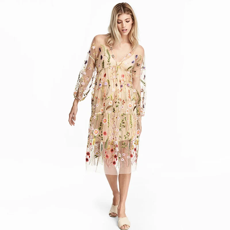 BOHO пляжное летнее кружевное Длинное Платье женское 2019 сексуальная прозрачная