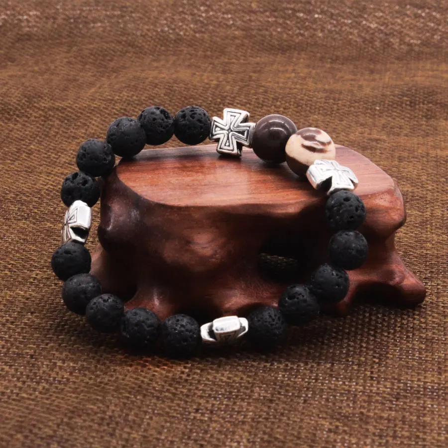 Оптовая продажа черный вулканический лавовый камень who470 тигровый глаз 8 мм зебры