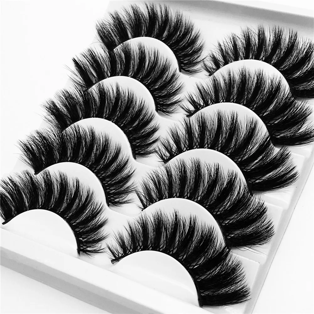 5 Pairs Mink Hair False Eyelashes Thick Curled Full Strip Handmade Lashes Eyelash Extension Tool Women Eyes Beauty Makeup | Красота и