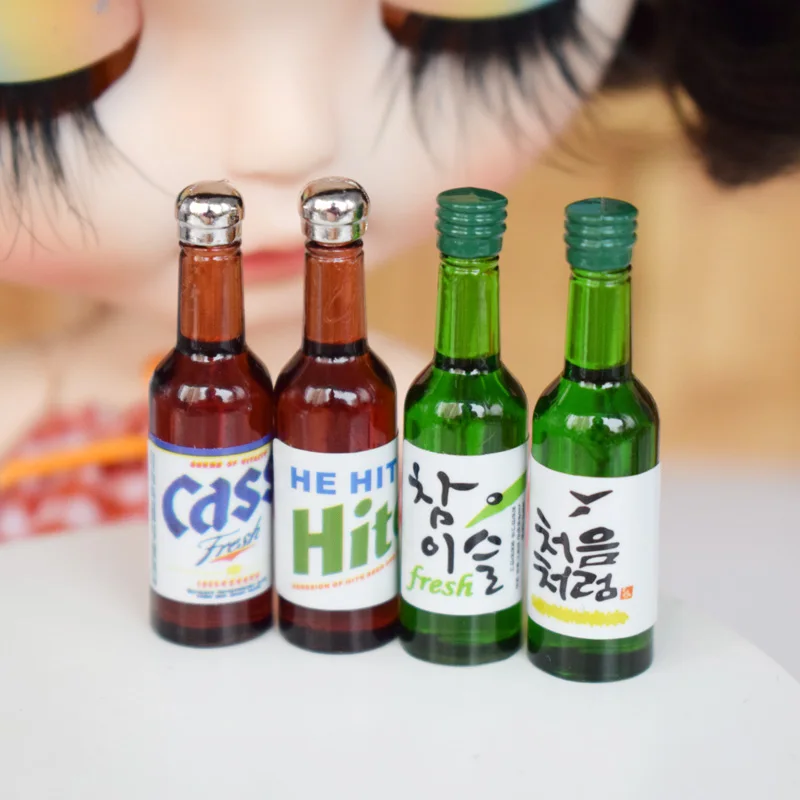 4 бутылки 1/6 кукольный домик миниатюрное пиво Корея содзю модель ролевые игры