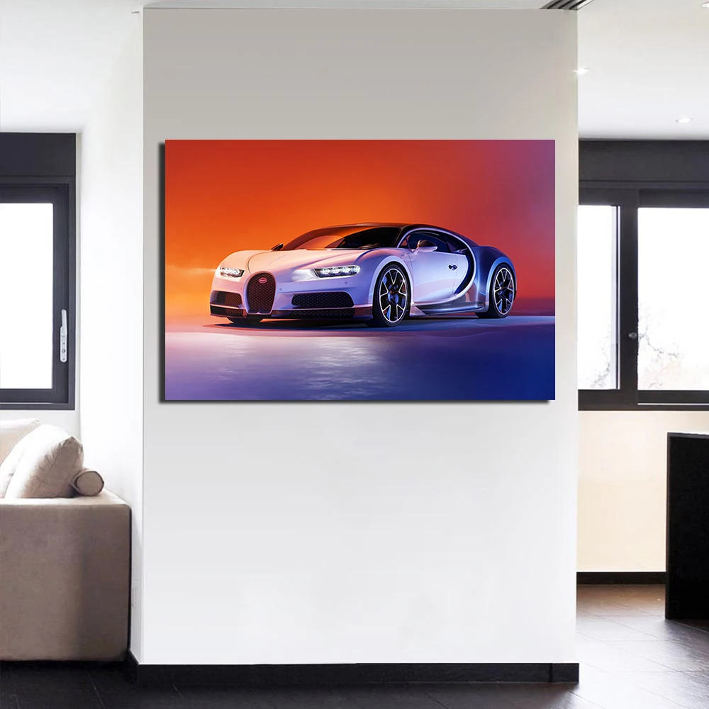 Bugatti Chiron плакат с суперкаром настенная Художественная Картина на холсте для