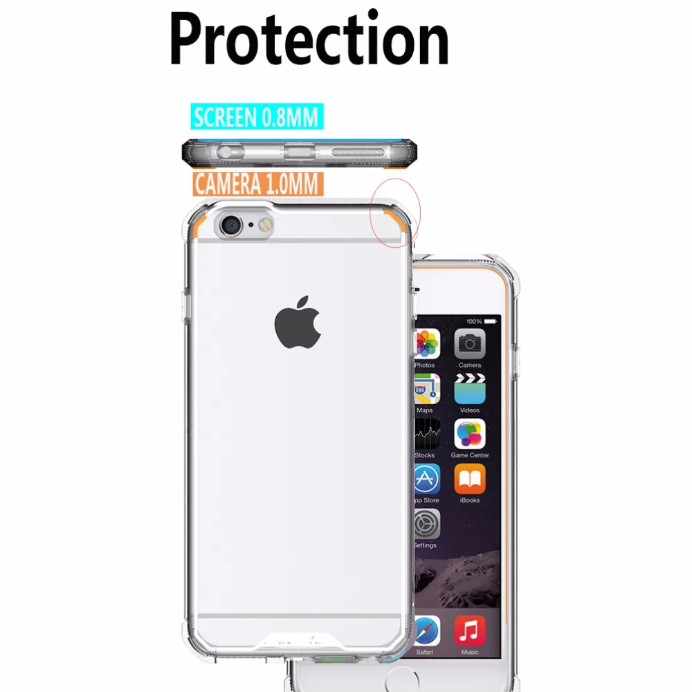 for iphone 6s case 6 Plus Anti knock Clear Protective Case X Coque Shockproof Hard back cover 7 8 |