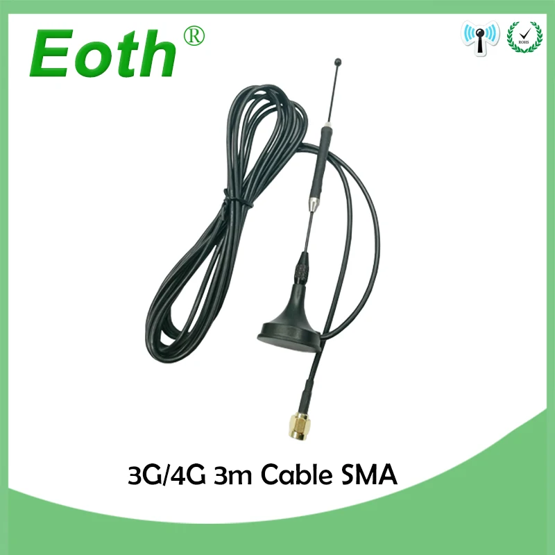 Eoth  4G LTE Antenna 10dbi SMA Male Connector Aerial 698-960/1700-2700Mhz IOT magnetic base 3M Clear Sucker Antena