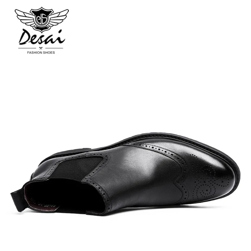 Мужские брендовые ботинки из натуральной кожи Desai воловьей с заостренным носком