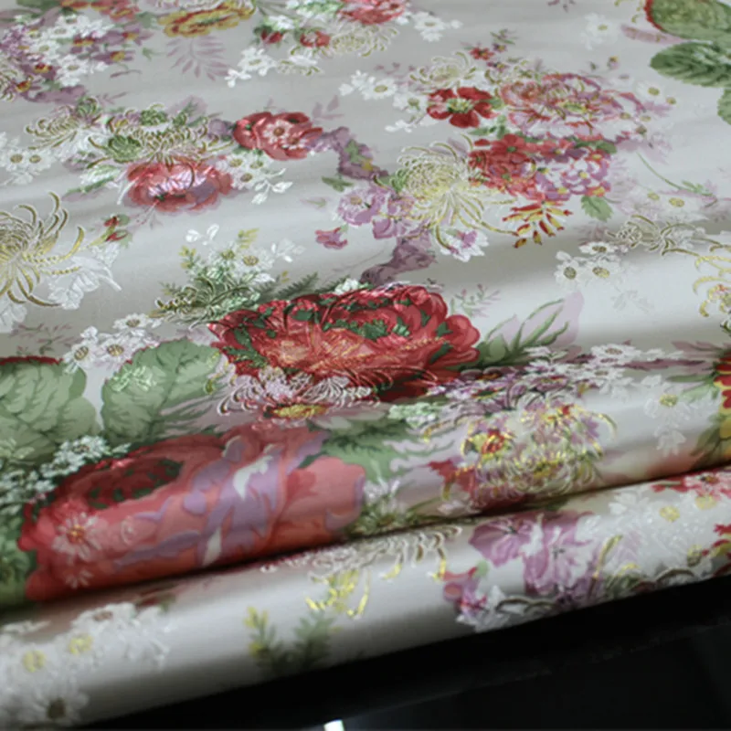 CF213 1 ярд фиолетовый пион китайский свадебное платье невесты ткань Cheongsam ткань фестиваль жаккардовые парчи DIY Ткань для шитья