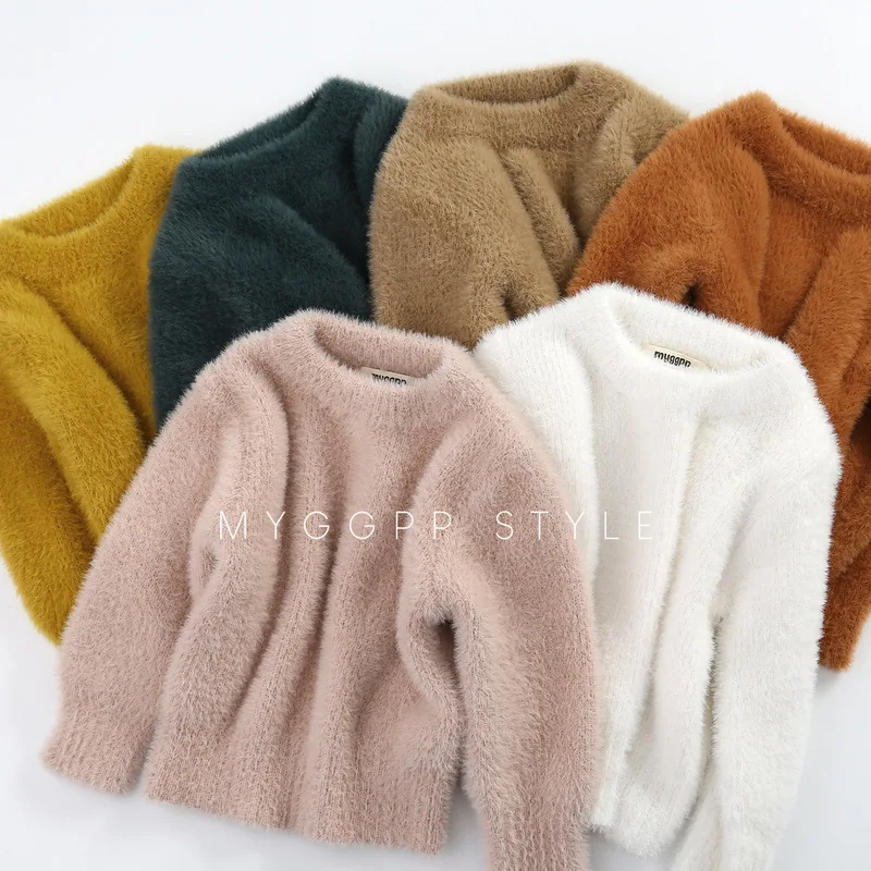 

2019 Toddler Girls Sweaters Winter Wear New Style Imitation Mink Jacket Sweater 0-4 Year Old Baby Warm Coat Kids Girl Sweaters
