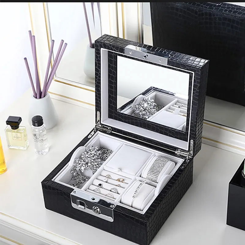 Роскошная женская модная зеркальная коробка для хранения с отпечатками пальцев