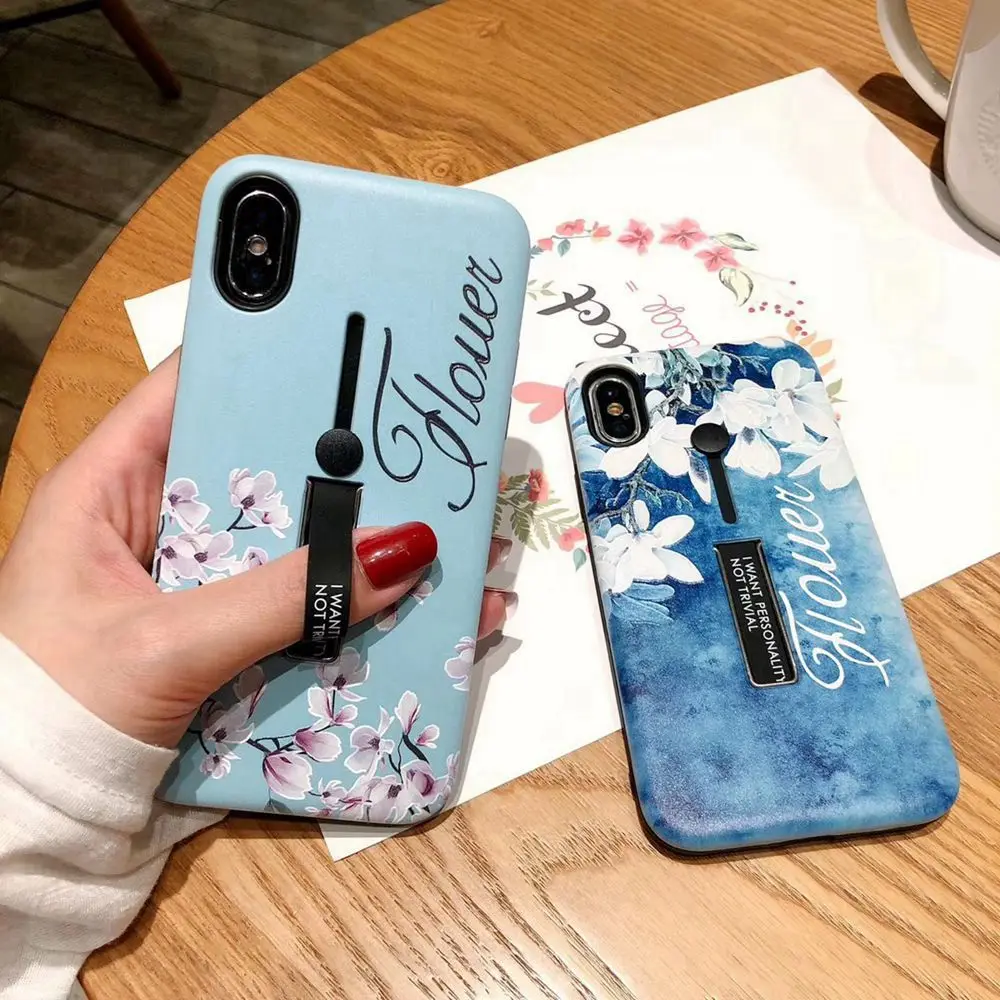 KISSCASE Винтажный чехол для телефона с цветами iPhone 7 X XS MAX XR держателем iphone 8 6 6S Plus