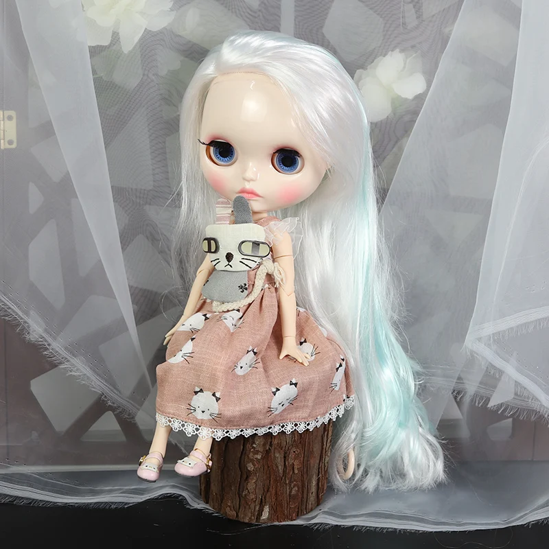 Ледяная кукла DBS Blyth 1/6 bjd белая кожа сустав тело белый микс голубые волосы