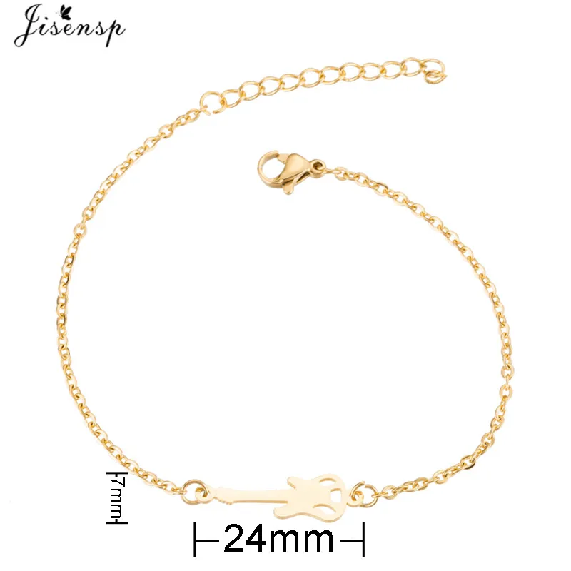 Jisensp Stainless Steel Guitar Bracelets for Women Jewelry Adjustable Gold Color Charm Bracelet &amp Bangle Men Pulseras Mujer | Украшения