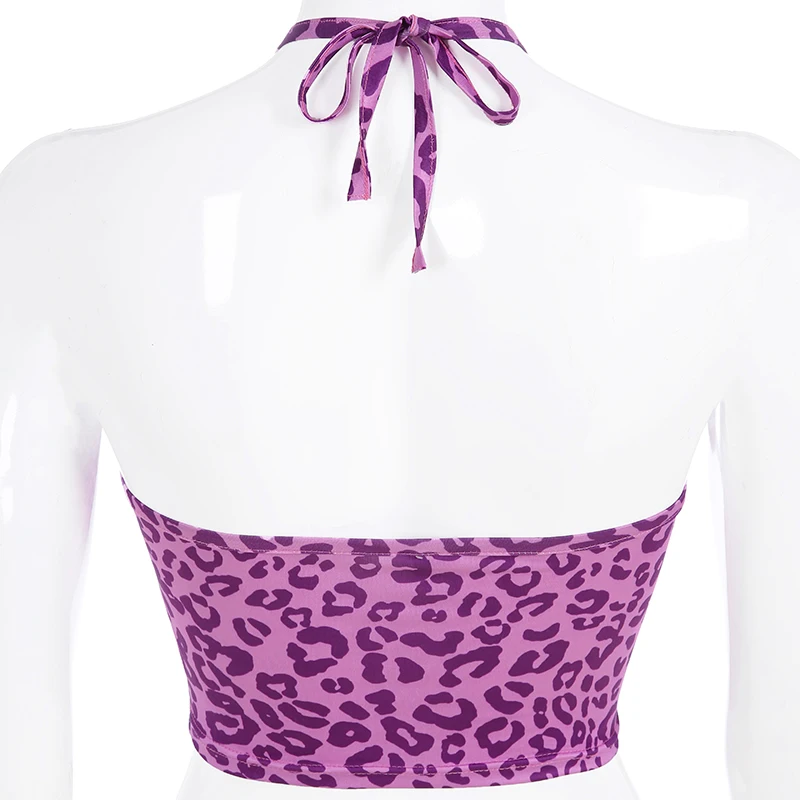 Сексуальные Обтягивающие леопардовые принты Холтер базовые Топы уличная 2019