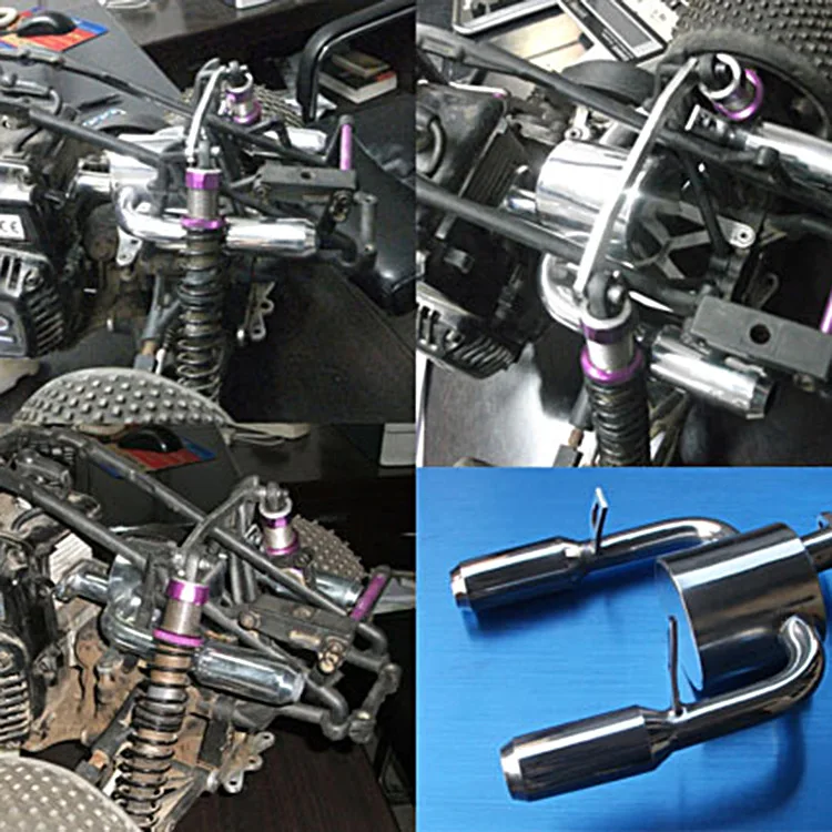 Double Hole Exhaust Pipe for 1/5 HPI Rovan KM DDM Gas Power Baja 5B 5S Upgrade | Игрушки и хобби