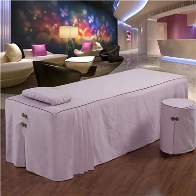 Color 04 Чистый цвет хлопок вышивка короткая кровать юбка 70*190 см салон красоты покрывало с отверстием Индивидуальный размер розовый синий#615 - Цвет: Color 04
