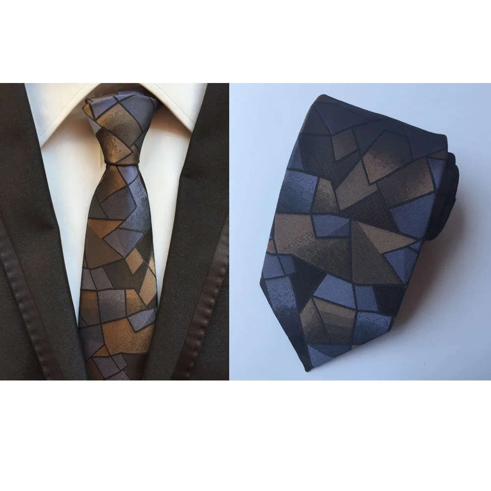 Men Blue Brown Checks Necktie Ties Pocket Square Handkerchief Lot NEW HZTIE0147 | Аксессуары для одежды