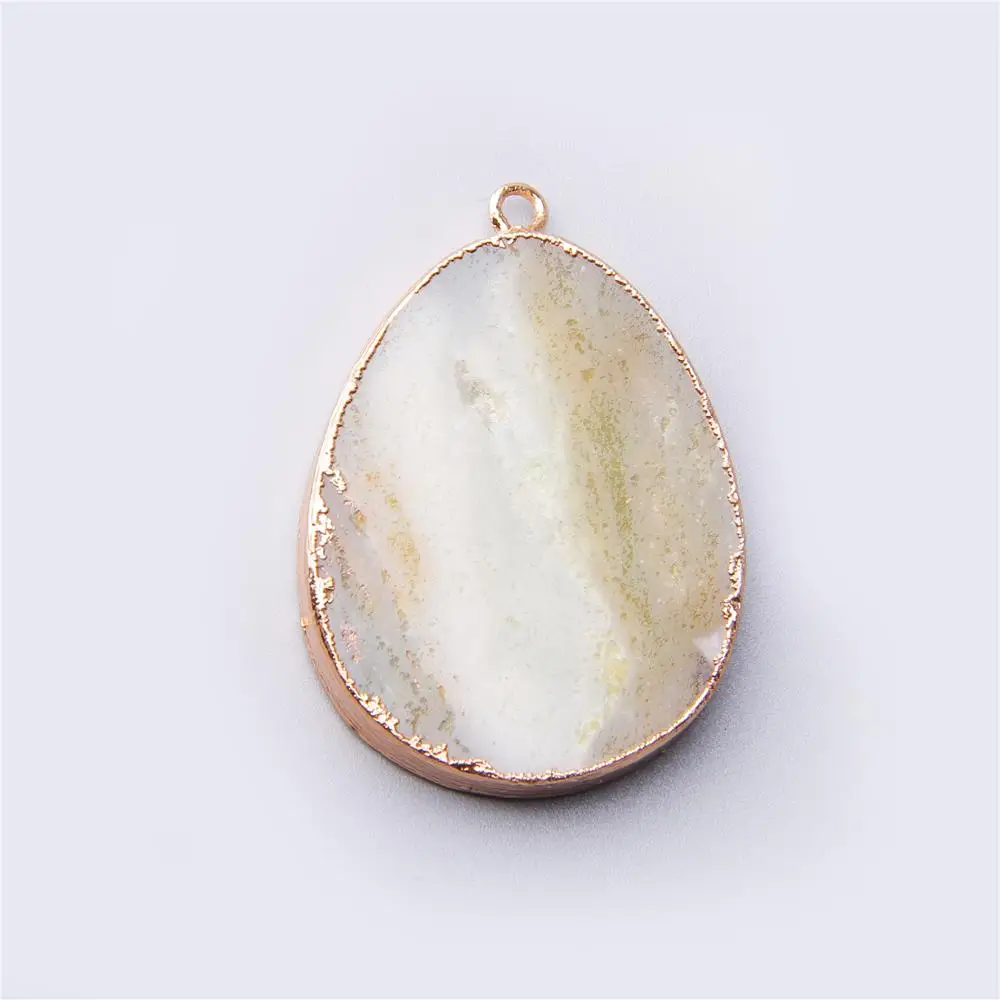 Ожерелье с кулоном из натурального камня друза кулон Drusy жеодовый кварц