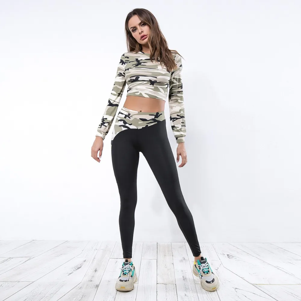 2019 Newest women yoga set Camouflage stitching sport clothes for workout cllothing fitness Gym | Спорт и развлечения