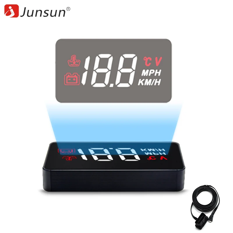 Junsun A100 автомобилей HUD Head Up Display OBDII OBD2 спидометр автомобиля скорость проектор на