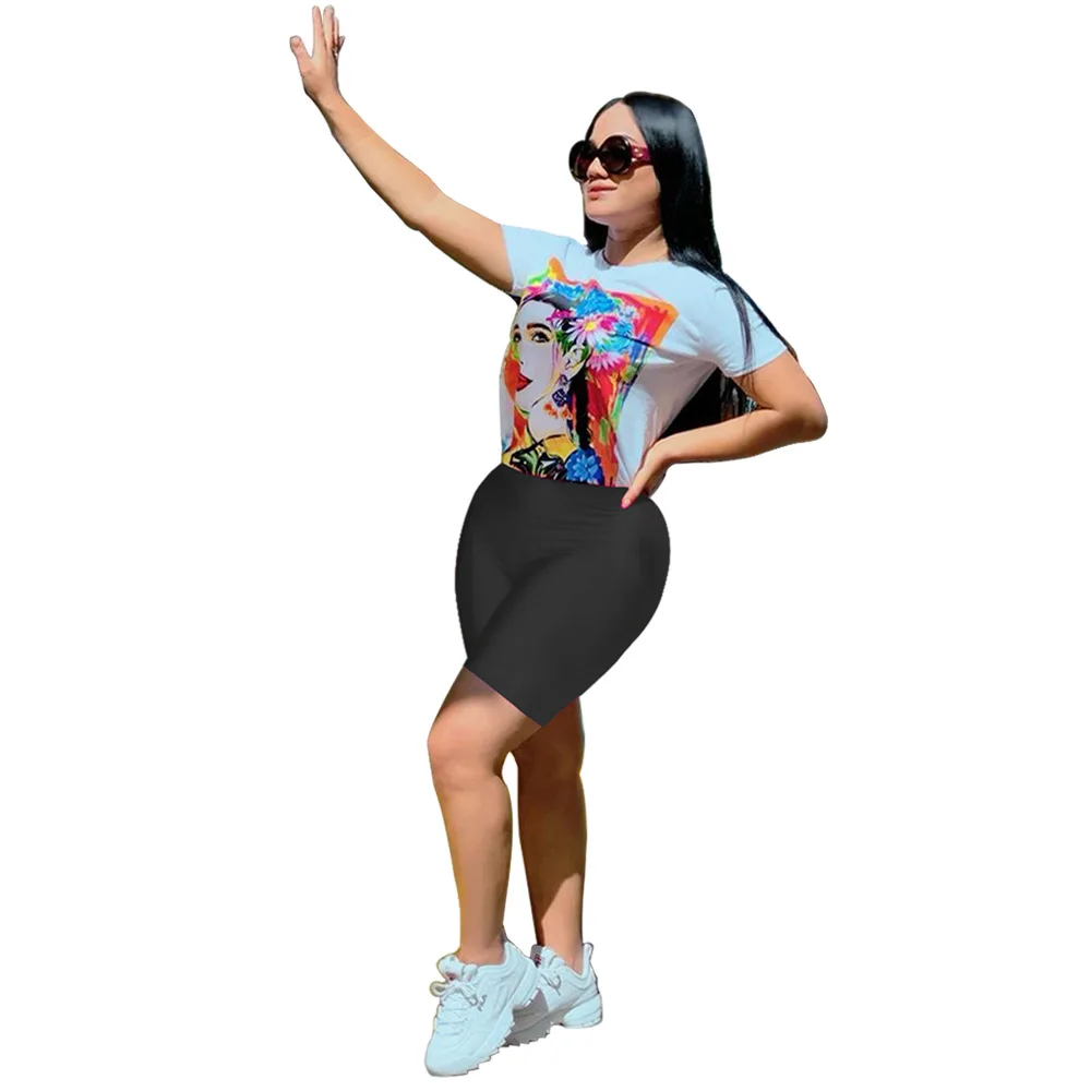 Новый женский сексуальный костюм из двух частей 2019 полный топ и шорты с высокой