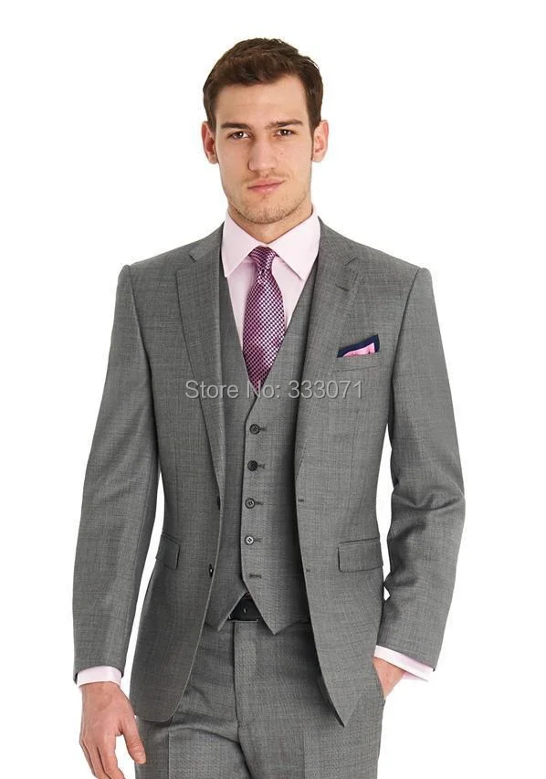 Изготовленный На Заказ тонкий крой две кнопки светло серый смокинг жениха тупым