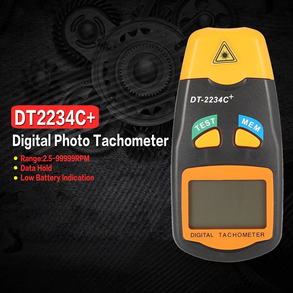 DT2234C + Ручной ЖК цифровой Мини Бесконтактный Лазерный Фото Тахометр RPM измеритель