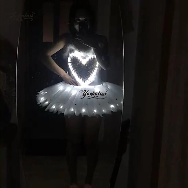 Новые светящиеся балетные платья детские танцевальные костюмы юбка из пряжи со
