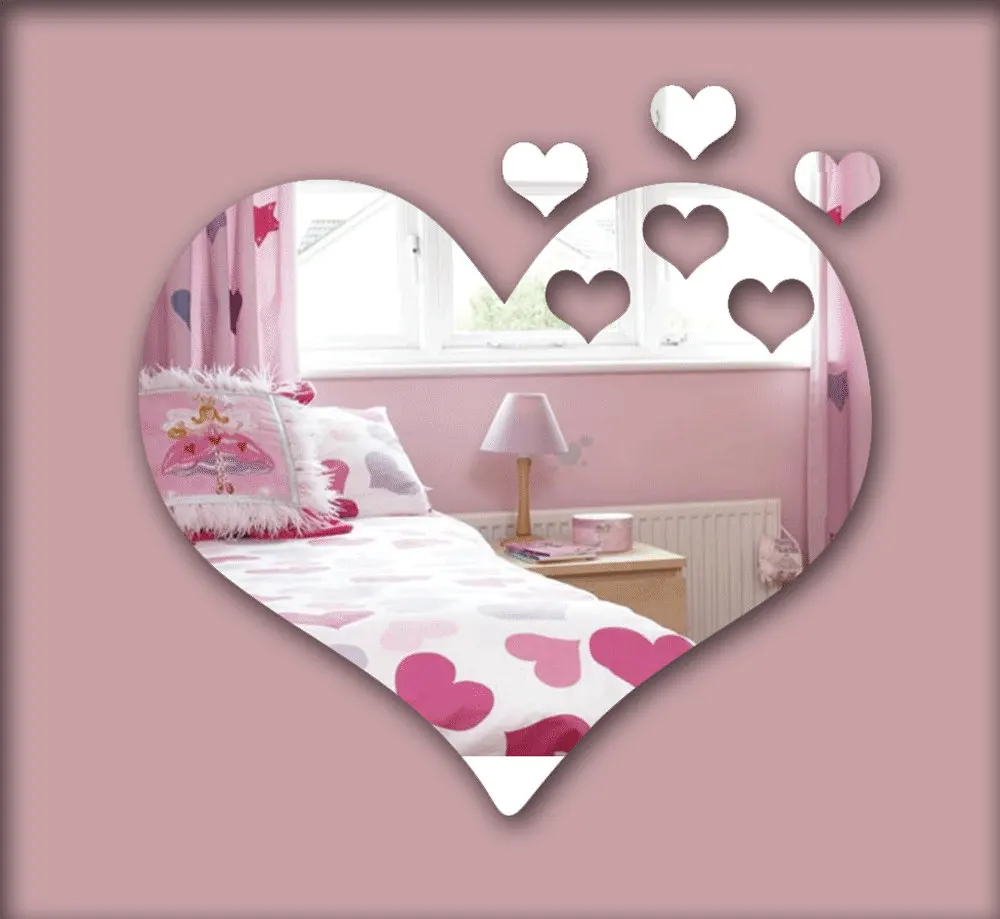 3D зеркальная Настенная Наклейка в форме сердца наклейка для спальни украшение