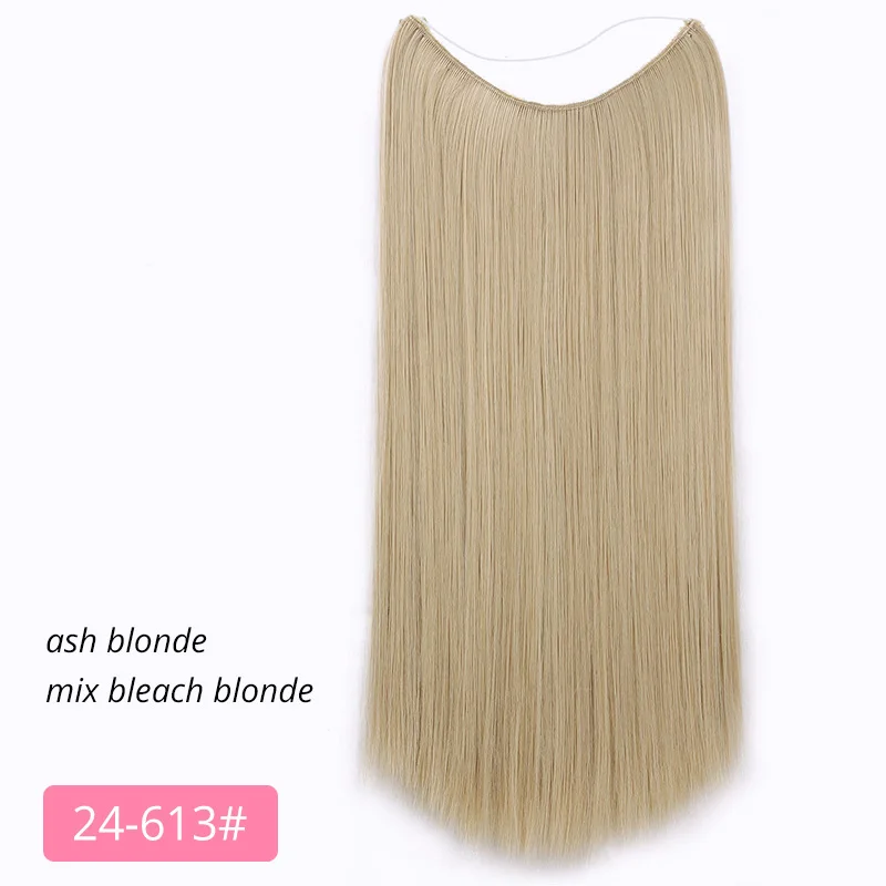 24-613 AISI BEAUTY, Длинные Синтетические волосы для наращивания, прямые, потайная Рыбная линия, невидимая проволока, без зажимов, натуральный, черный, блонд, 613 цветов - Цвет: 24-613