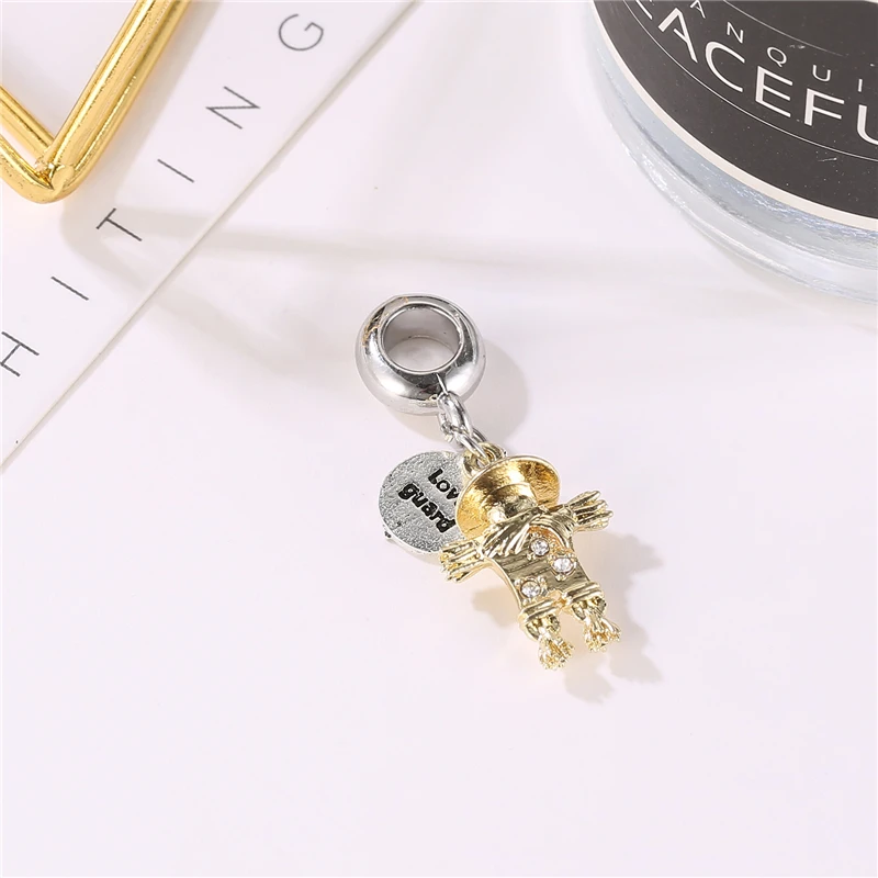 2018 Trendy Silver Plated Beads Charm Golden Scarecrow Guardian Clear CZ Charms Fit Original Bracelet Women Diy Jewelry | Украшения и
