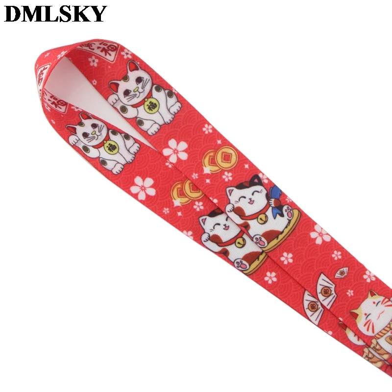 DMLSKY Fortune cat Забавный шнурок для телефона брелок ключей значок ID Мобильный телефон