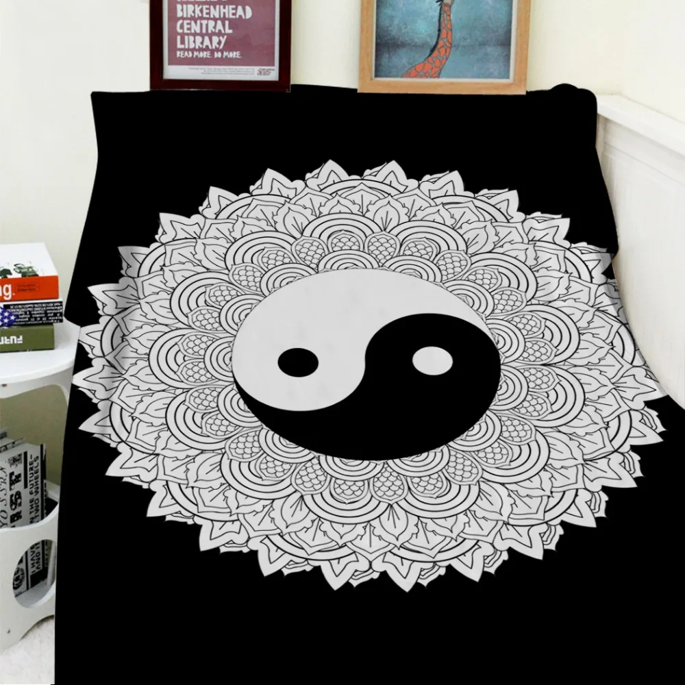 Одеяло s мягкое плюшевое супер теплое одеяло для дивана и кровати черное белое