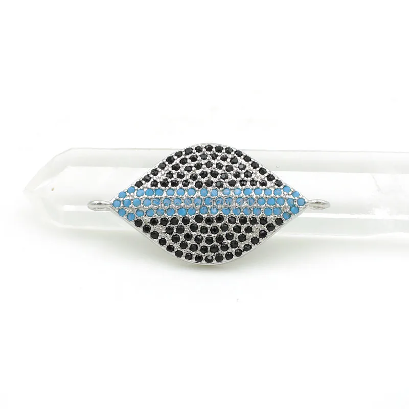 28*15*2 мм Micro Pave Kallaite CZ сглаза Шарм Разъем Fit для мужчин и женщин решений браслеты