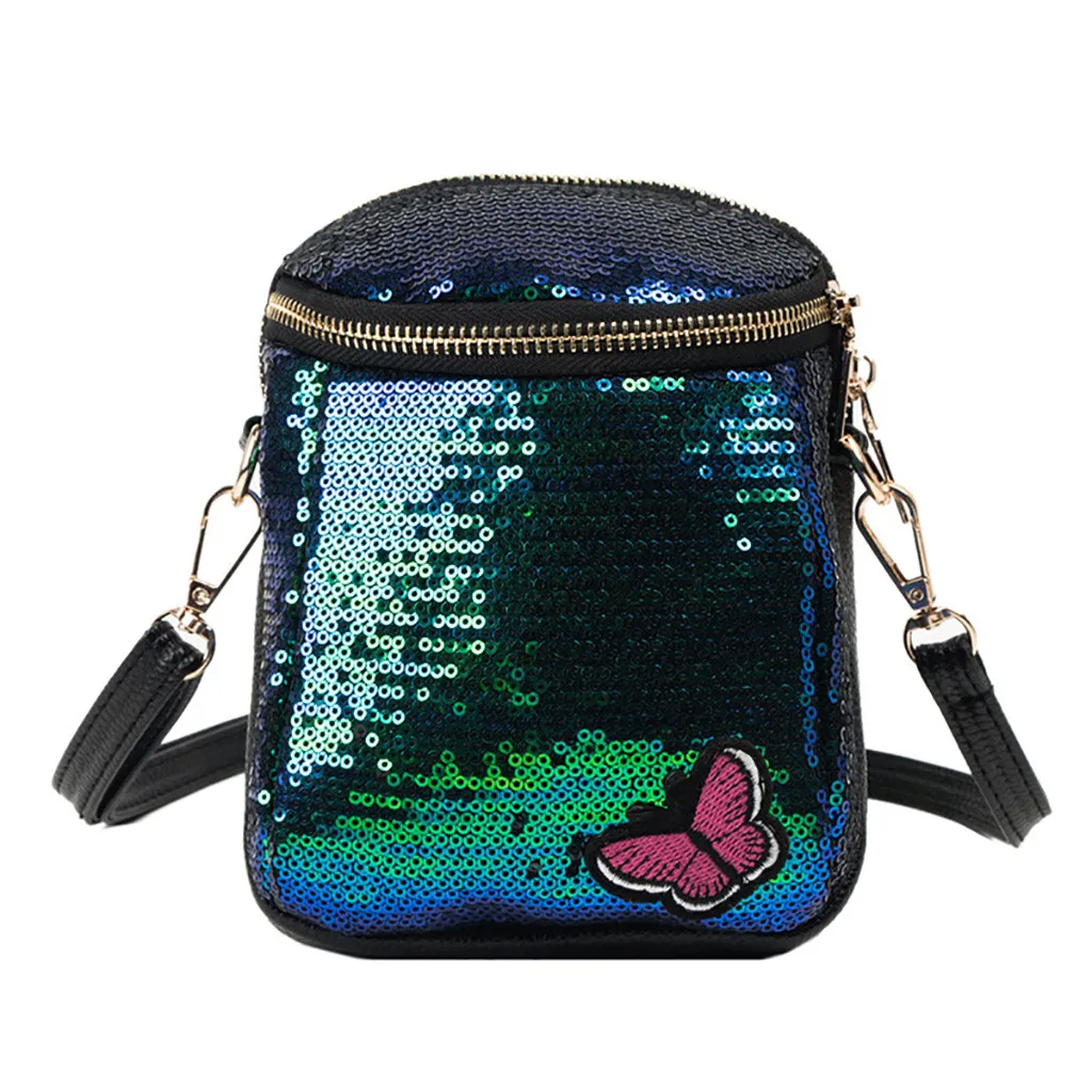 Женские сумки летние блестящие однотонные через плечо с принтом бабочки|Сумки