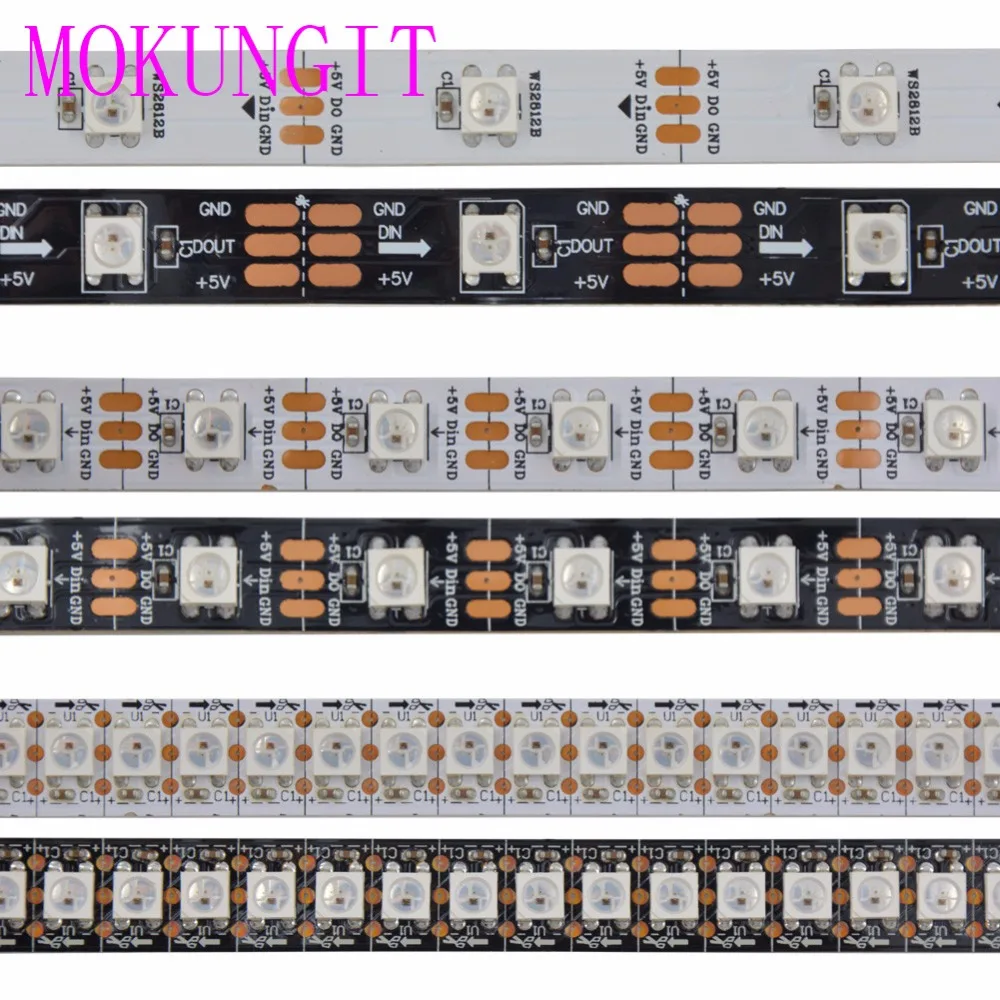 Умная Адресуемая светодиодная Пиксельная лента WS2812B SK6812 1 м 5 30/60/74/96/100/144 пикселей